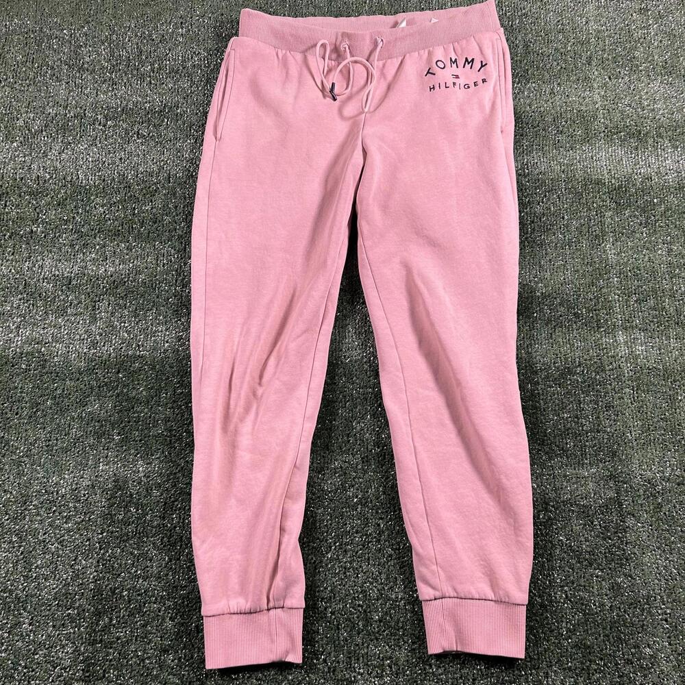 Tommy Hilfiger Women's Pink Sweatpants with Logo. Size small